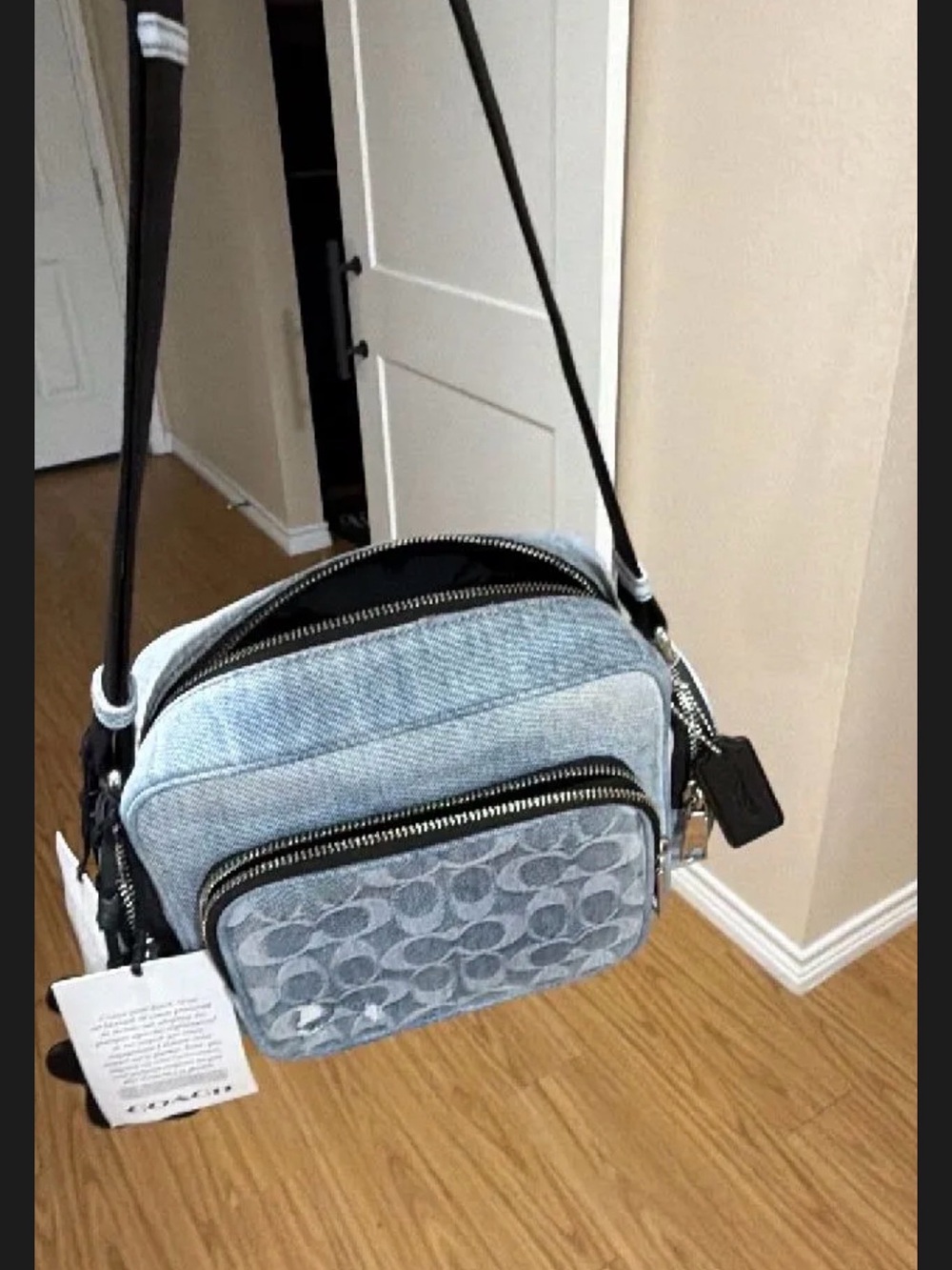 Coach Fletcher Denim Signature Crossbody Bag in “Loved Denim”